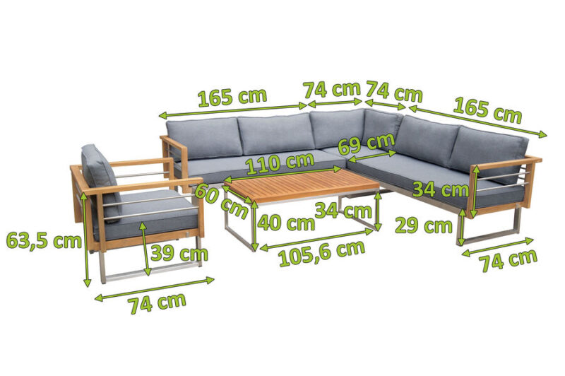 inklusive sessel und tisch 110 x 60 cm